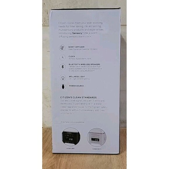 New CITIZEN Sensory Time Scent Diffusing Sensory Alarm Clock #CC1038 Wood 2 Oils - Picture 2 of 8